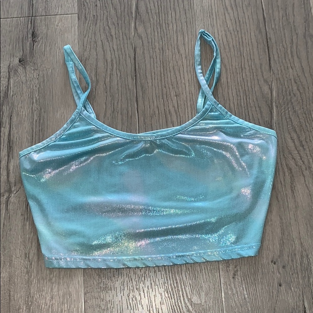 Iridescent Blue Crop Top